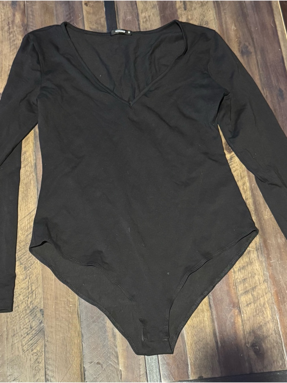 Long Sleeve Black V-Neck Bodysuit - Women